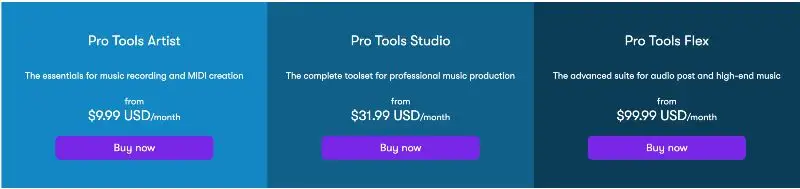 3 Tiers of Pro Tools Subscriptions