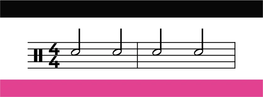 two half notes in a measure