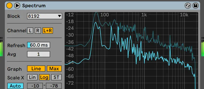 Ableton Live's Stock Spectral Analyzer Utility 