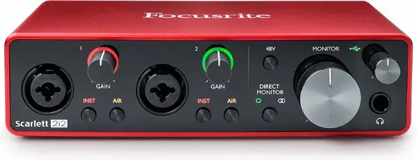 Interfaz de audio USB con 1x XLR/TRS 1x 1/4 2X RCA USB, rojo :  Instrumentos Musicales 