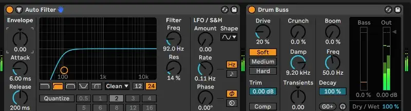 Live's Auto Filter і Drum Buss.