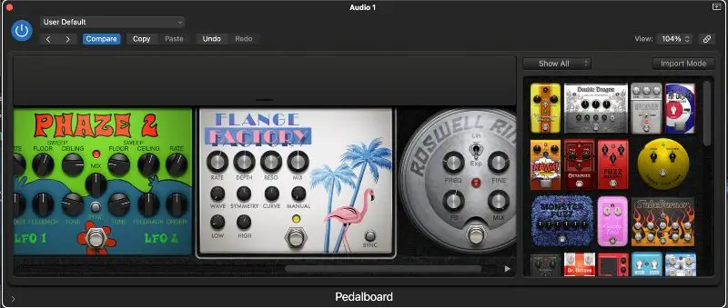 Педалборд в Logic Pro X.