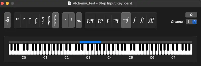Step-Eingabe-Tastatur in Logic Pro