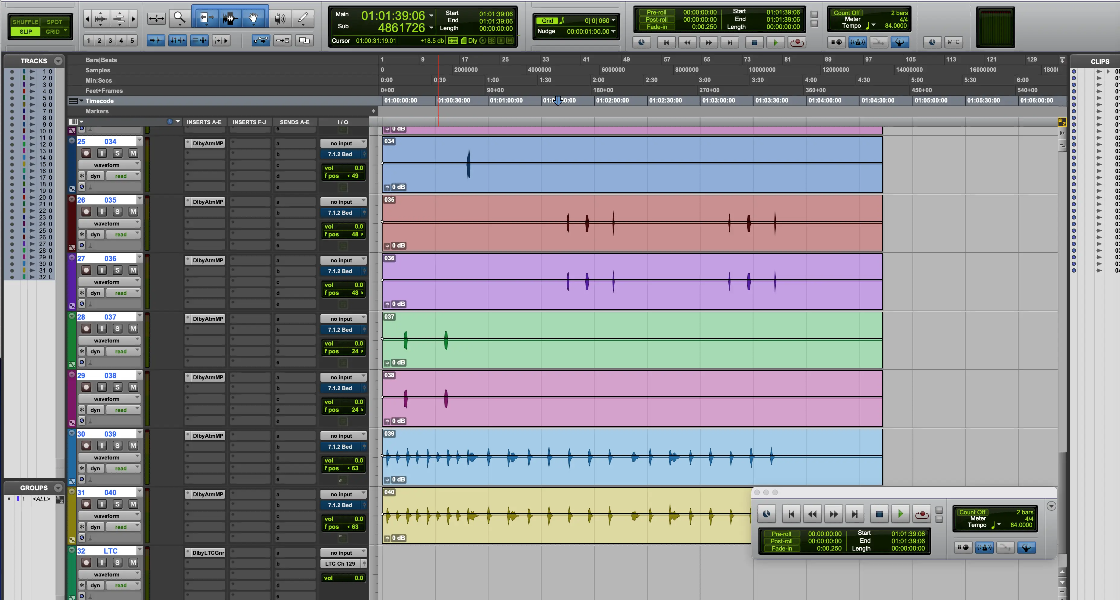 Avid Pro Tools edit window