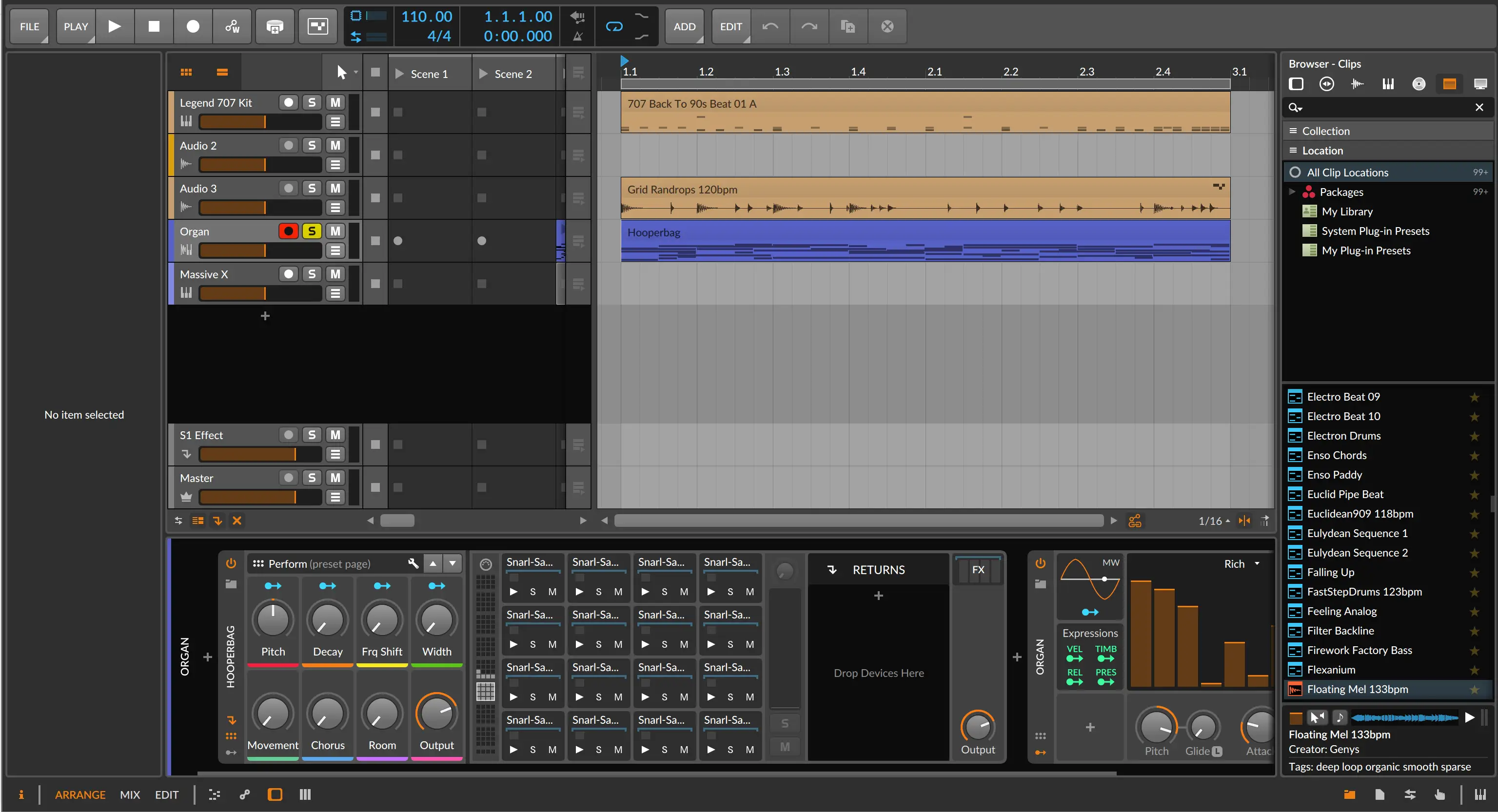 Bitwig Studio arrange view