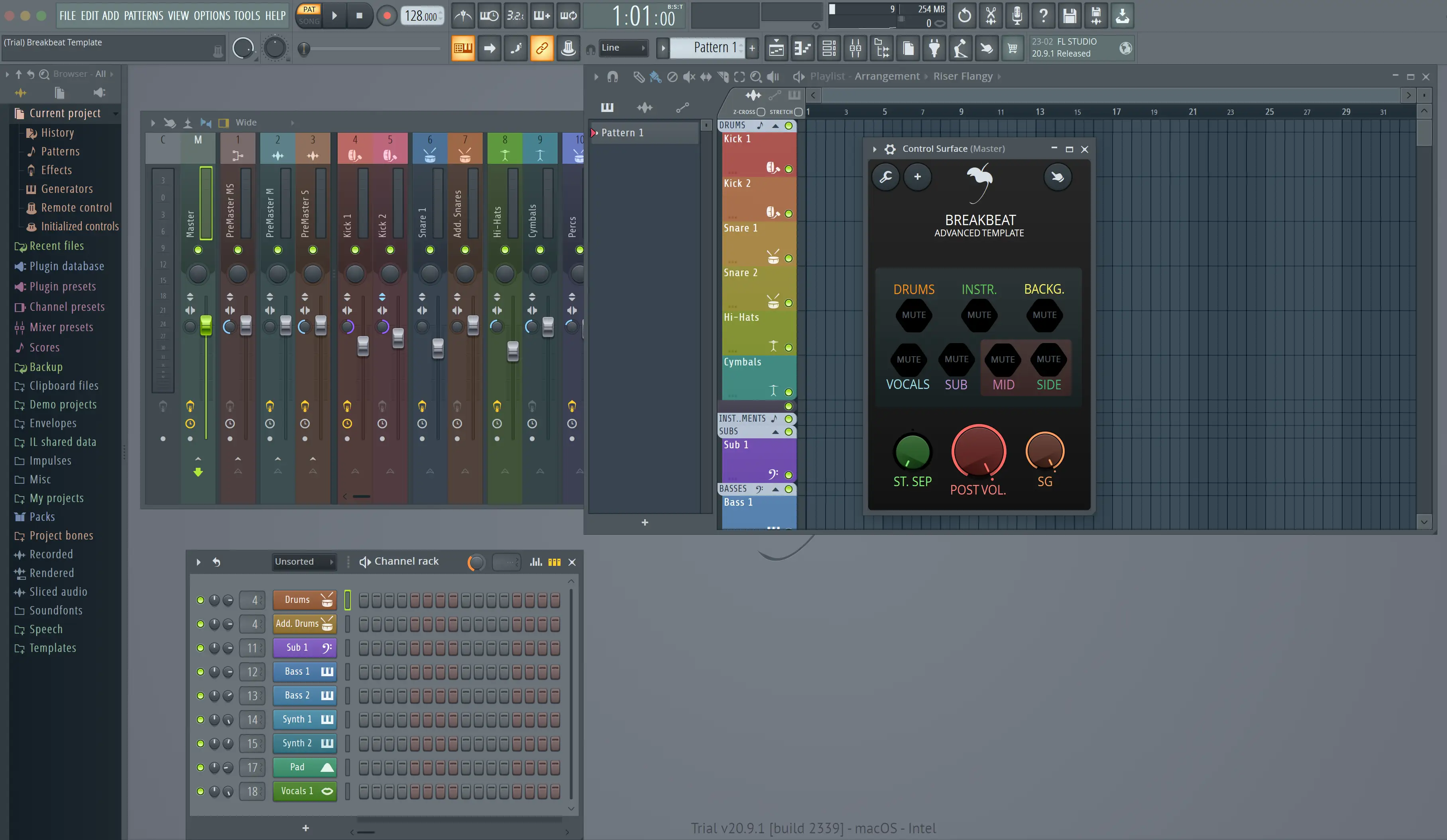 FL studio mix and edit window