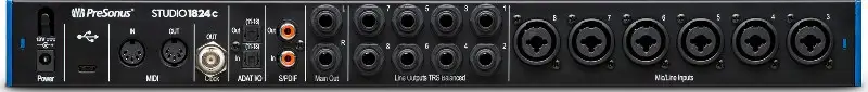 Bagian belakang Antarmuka Audio USB-C Presonus Studio 1824C