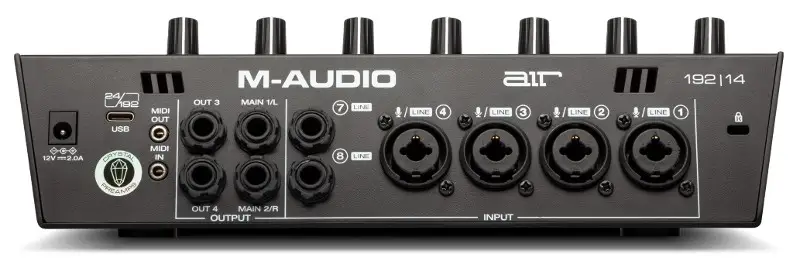 M-Audio Air 192-14 Interface de áudio USB traseira