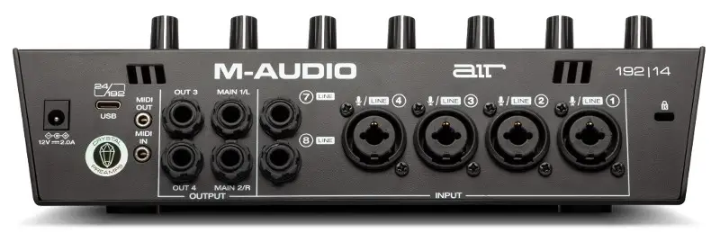 M-Audio Air 192-14 Antarmuka Audio USB belakang