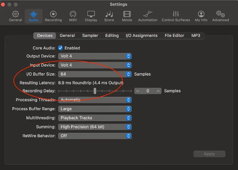 entradas e saídas midi da interface áudio 2