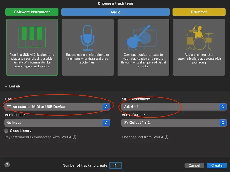 entradas e saídas midi da interface áudio