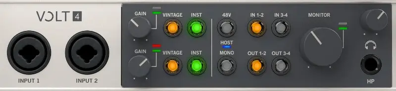 ligação das entradas da sua interface áudio