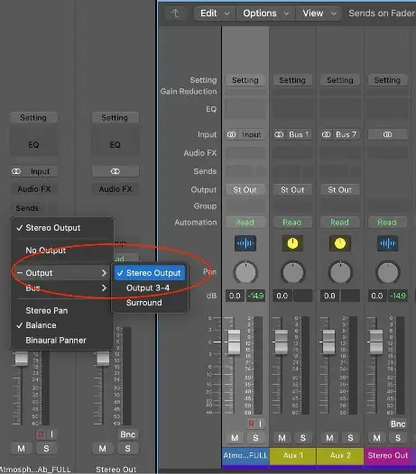 definir as saídas da sua interface de áudio