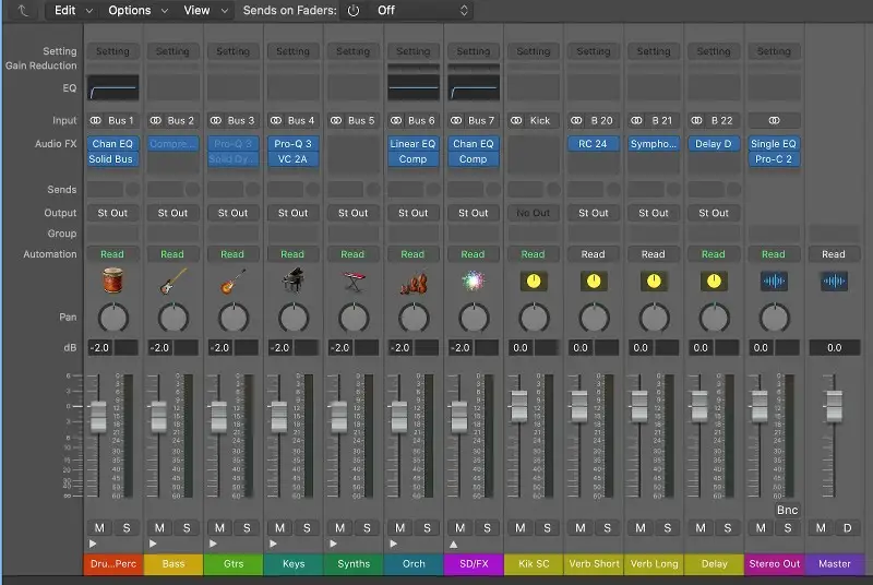 l'utilisation de bus pour le mixage d'un album