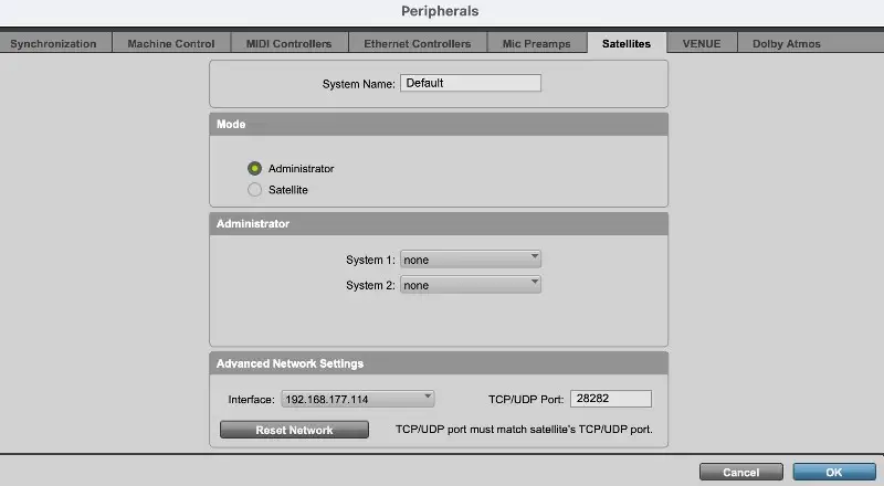 Fonction satellite de Pro Tools permettant de relier plusieurs machines