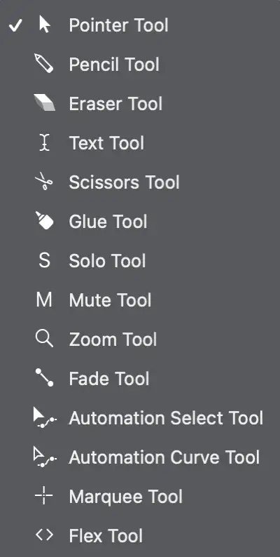 Sélecteur d'outils d'édition Logic Pro