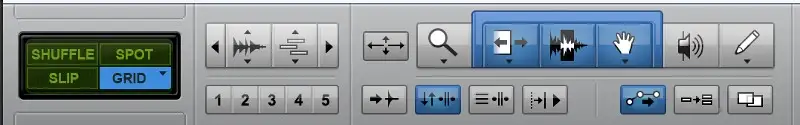 Mode grille et outils d'édition de Pro Tools