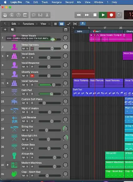 Logic Pro X en mode enregistrement