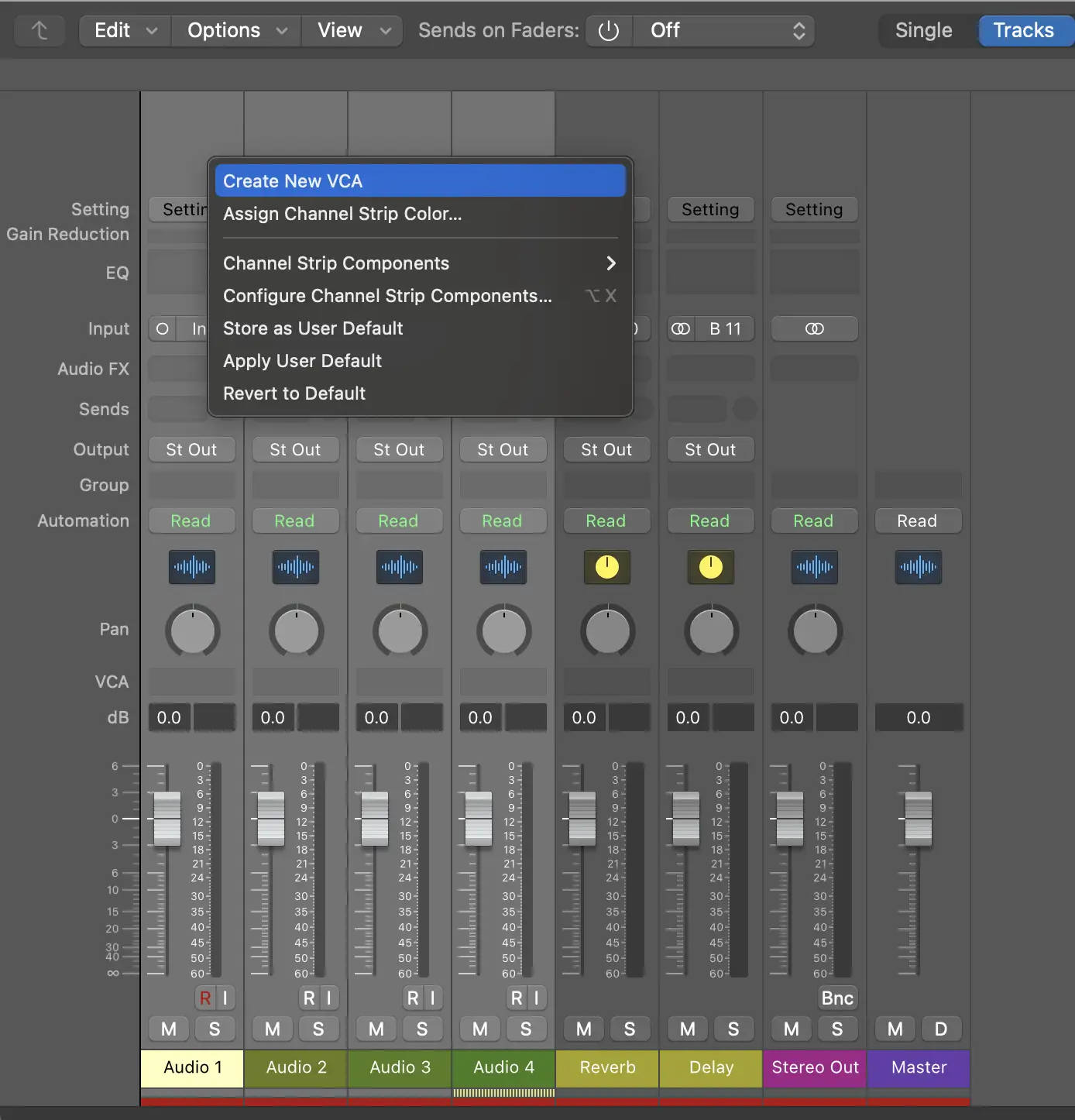 Configurar um novo VCA no Logic é muito fácil