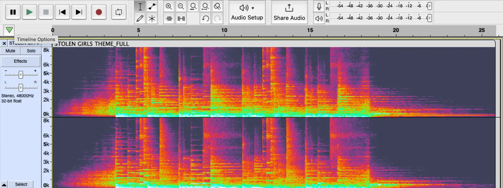 Spektrogramvisning i Audacity