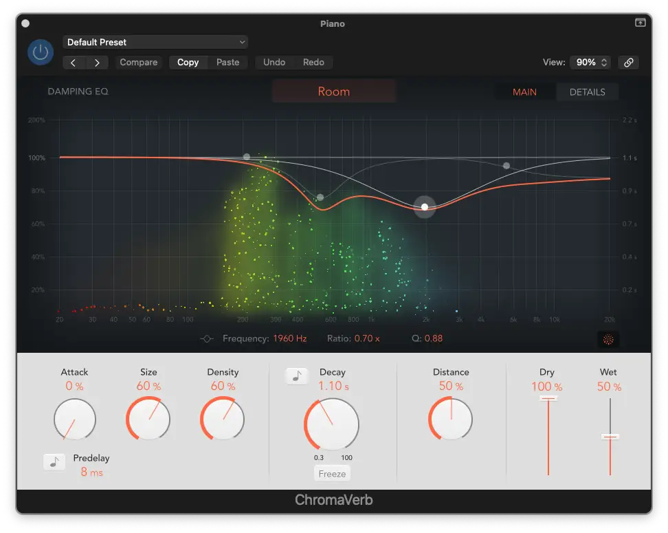 Logic's native reverb plug-in: ChromaVerb