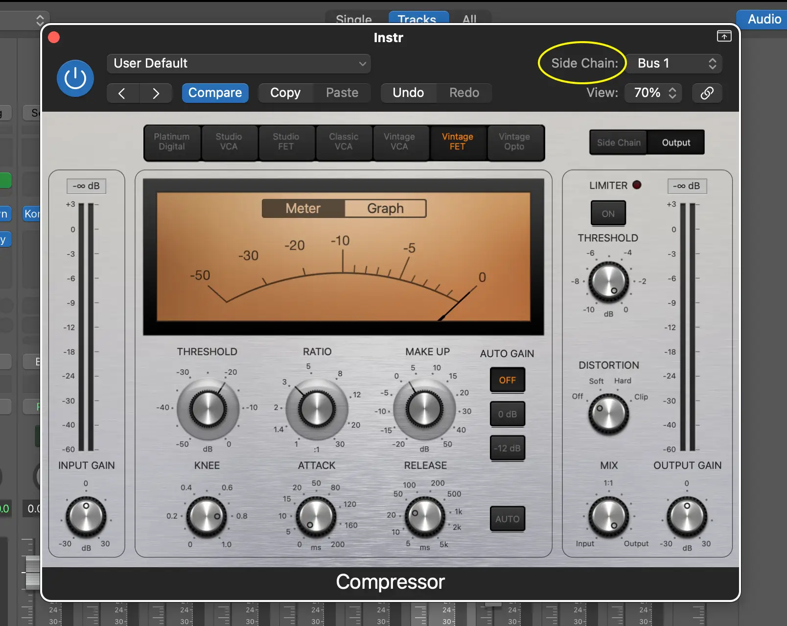 Sidechaining der Instrumente auf den Drum-Bus