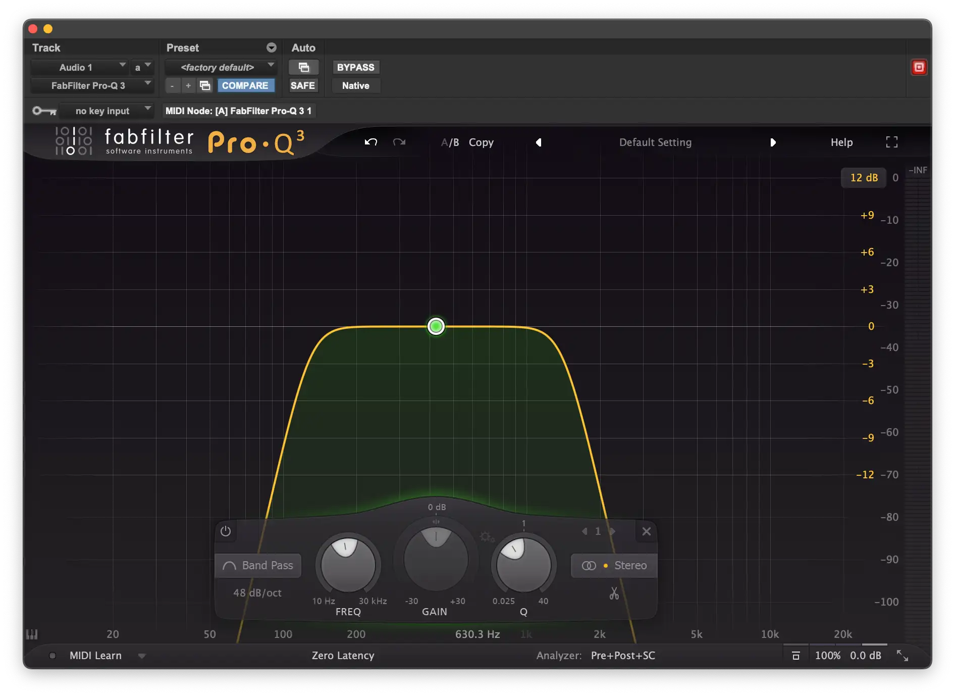 Ett aggressivt bandpassfilter