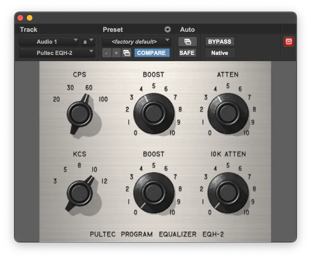 تأتي أدوات Pro Tools مزودة بمجموعة من المعادلات من طراز Pultec