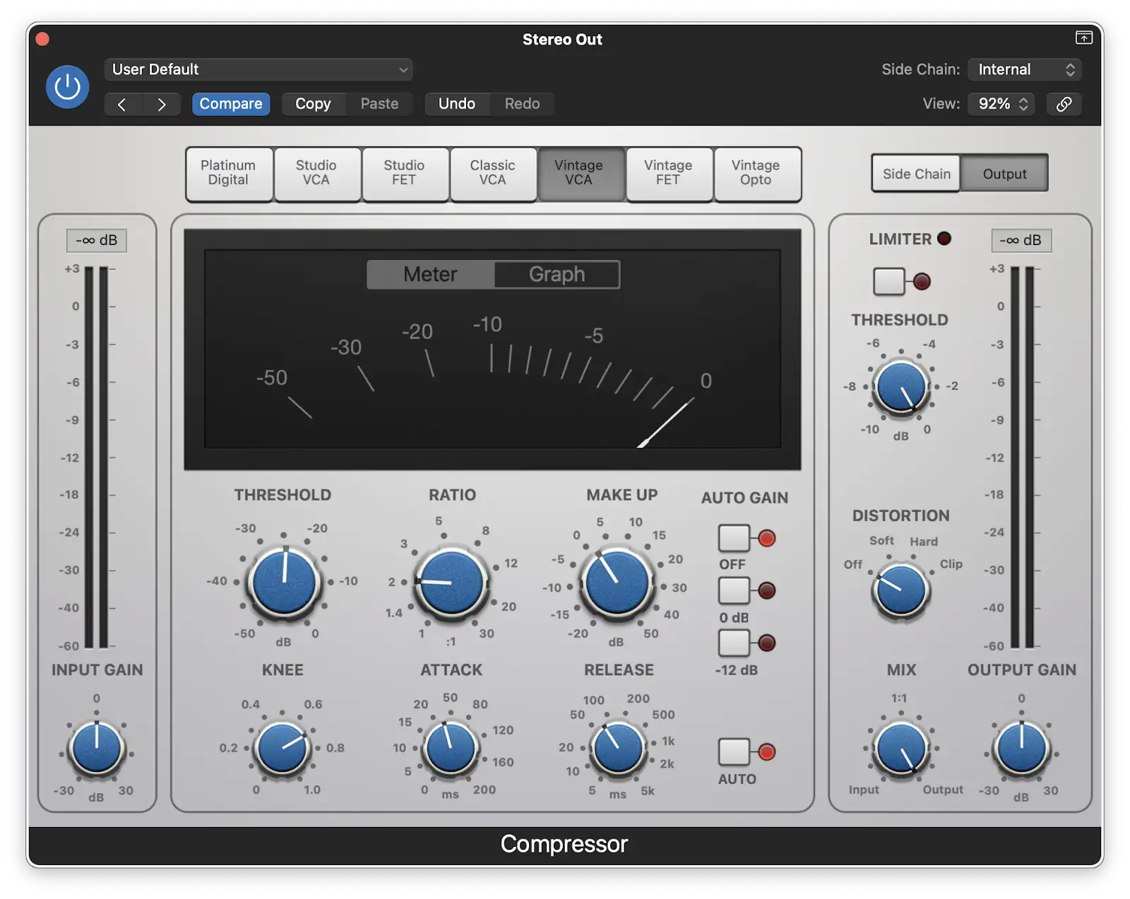 De standaardcompressoren in Logic kunnen mixbuscompressietaken aan