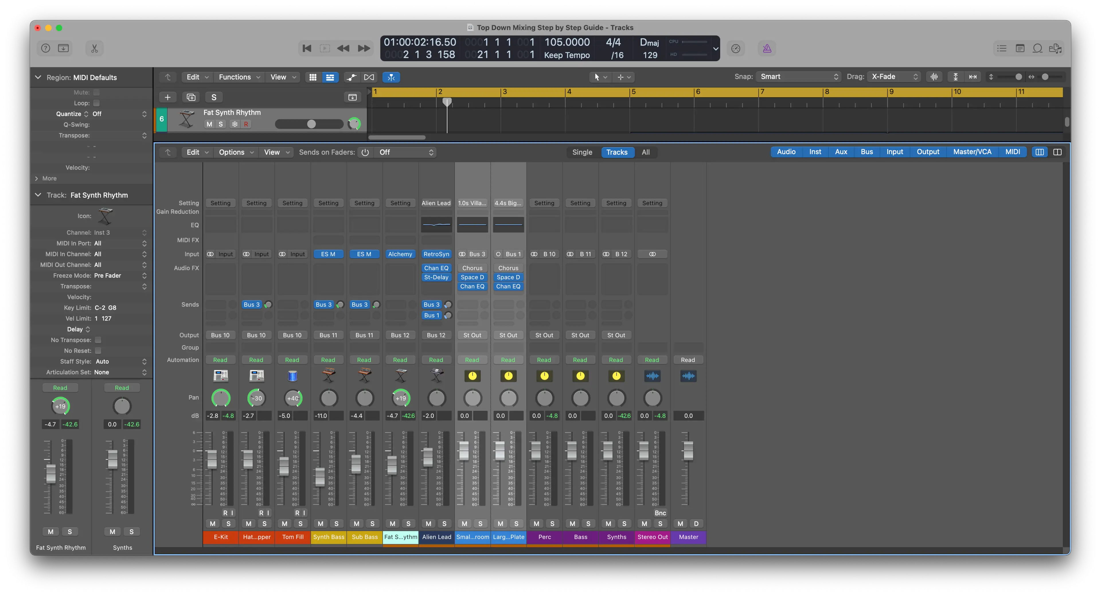 Campuran statis dalam Logic Pro